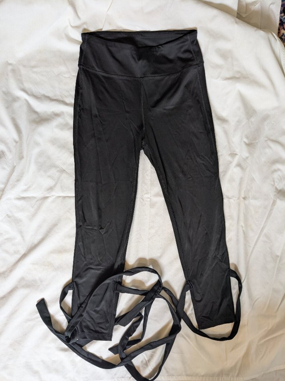 Bebe Black Leggings with Ankle Ties (S)